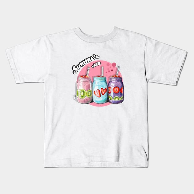 Summer chill Kids T-Shirt by Viktoria Love Art